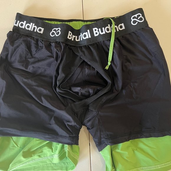 Brutal Buddah Other - Brutal Buddha Men's High Waisted Green Yoga Shorts Large